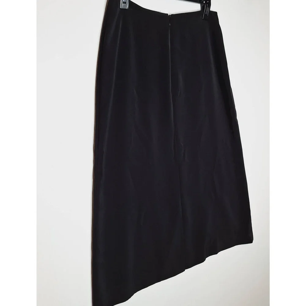 Philippe Adec Paris Black A-line Midi Skirt Career US 8 FR 42 Front Slit Capsule